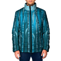 Personalised Fiji Language Week Sugarcane Masi Padded Jacket Blue Tapa Tribal Pattern DT05 Men Blue - Polynesian Pride