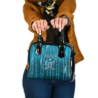 Personalised Fiji Language Week Sugarcane Masi Shoulder Handbag Blue Tapa Tribal Pattern