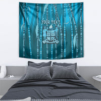 Personalised Fiji Language Week Sugarcane Masi Tapestry Blue Tapa Tribal Pattern