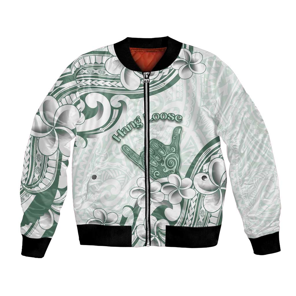 Aloha Hawaii Shaka Bomber Jacket Hang Loose Mint Version - Polynesian Pride
