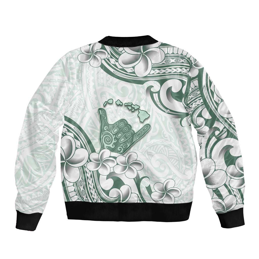 Aloha Hawaii Shaka Bomber Jacket Hang Loose Mint Version - Polynesian Pride