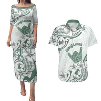 Aloha Hawaii Shaka Couples Matching Puletasi and Hawaiian Shirt Hang Loose Mint Version DT05 Mint - Polynesian Pride