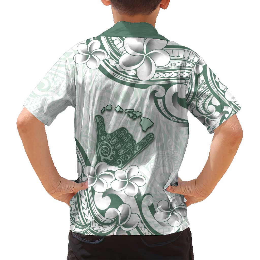 Aloha Hawaii Shaka Family Matching Long Sleeve Bodycon Dress and Hawaiian Shirt Hang Loose Mint Version - Polynesian Pride