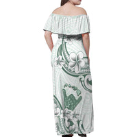 Aloha Hawaii Shaka Family Matching Off Shoulder Maxi Dress and Hawaiian Shirt Hang Loose Mint Version - Polynesian Pride