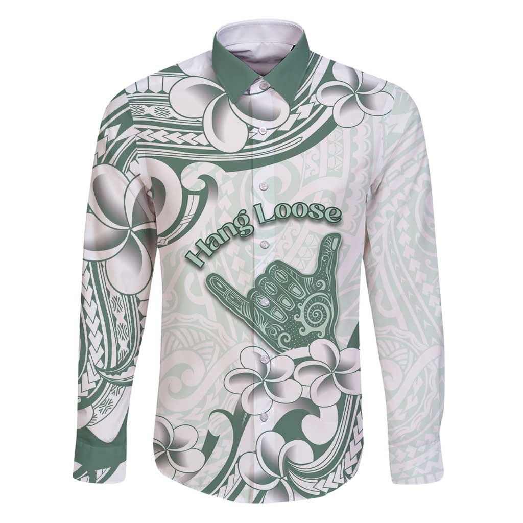 Aloha Hawaii Shaka Family Matching Puletasi and Hawaiian Shirt Hang Loose Mint Version DT05 Dad's Shirt - Long Sleeve Mint - Polynesian Pride