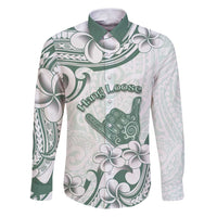 Aloha Hawaii Shaka Family Matching Puletasi and Hawaiian Shirt Hang Loose Mint Version DT05 Dad's Shirt - Long Sleeve Mint - Polynesian Pride