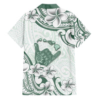 Aloha Hawaii Shaka Family Matching Short Sleeve Bodycon Dress and Hawaiian Shirt Hang Loose Mint Version - Polynesian Pride
