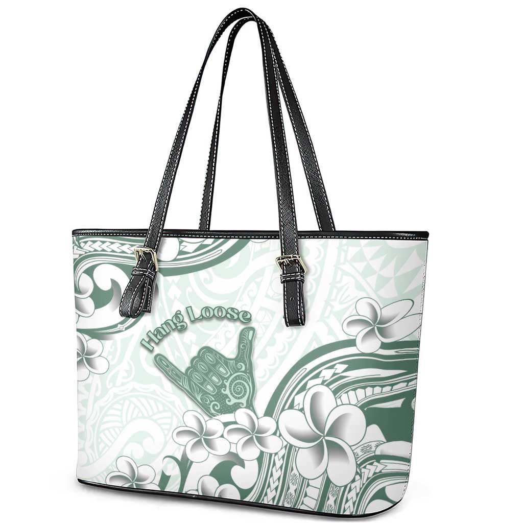 Aloha Hawaii Shaka Leather Tote Bag Hang Loose Mint Version - Polynesian Pride