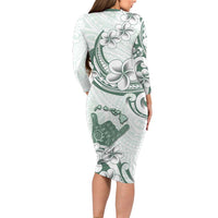 Aloha Hawaii Shaka Long Sleeve Bodycon Dress Hang Loose Mint Version - Polynesian Pride