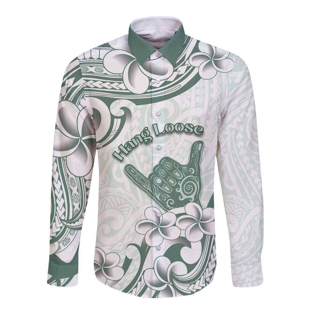 Aloha Hawaii Shaka Long Sleeve Button Shirt Hang Loose Mint Version DT05 Unisex Mint - Polynesian Pride