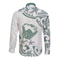 Aloha Hawaii Shaka Long Sleeve Button Shirt Hang Loose Mint Version DT05 - Polynesian Pride