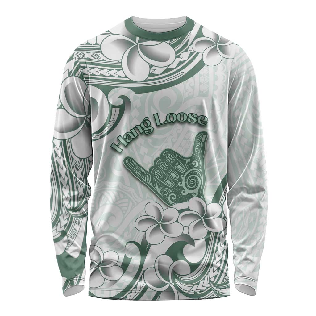 Aloha Hawaii Shaka Long Sleeve Shirt Hang Loose Mint Version DT05 Unisex Mint - Polynesian Pride