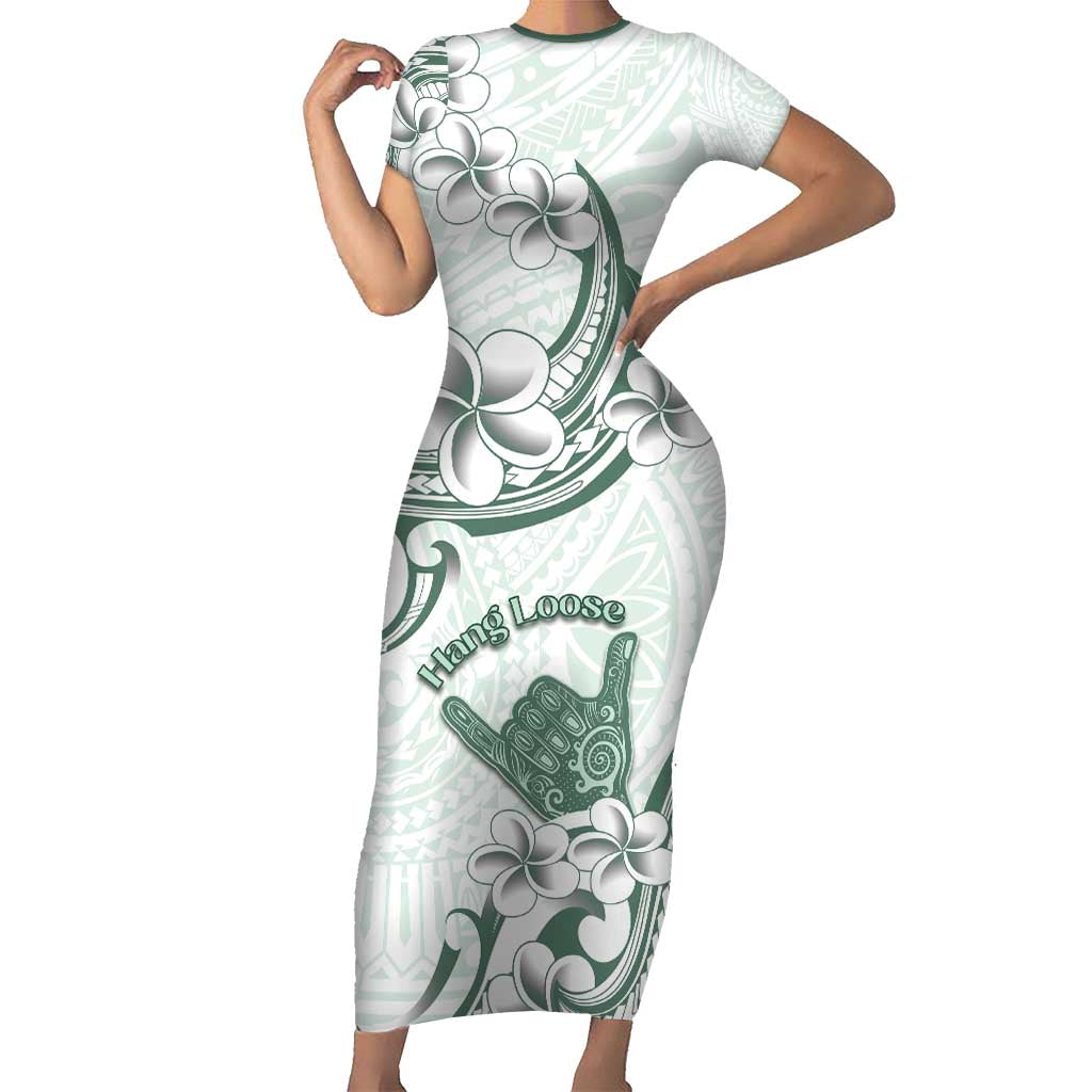 Aloha Hawaii Shaka Short Sleeve Bodycon Dress Hang Loose Mint Version - Polynesian Pride