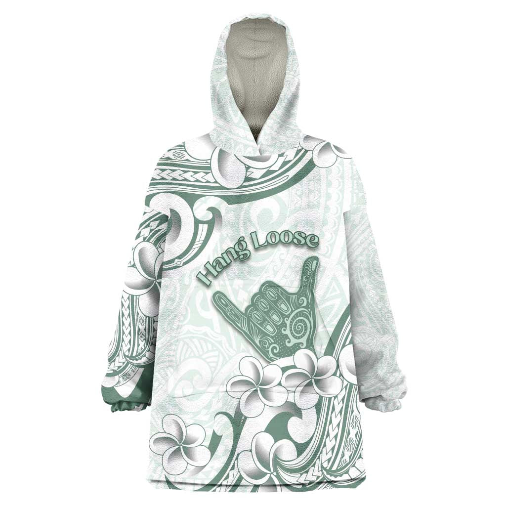 Aloha Hawaii Shaka Wearable Blanket Hoodie Hang Loose Mint Version DT05 One Size Mint - Polynesian Pride