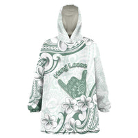 Aloha Hawaii Shaka Wearable Blanket Hoodie Hang Loose Mint Version DT05 One Size Mint - Polynesian Pride