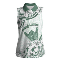Aloha Hawaii Shaka Women Sleeveless Polo Shirt Hang Loose Mint Version - Polynesian Pride