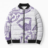 Aloha Hawaii Shaka Bomber Puffer Jacket Hang Loose Purple Version DT05 Unisex Purple - Polynesian Pride