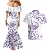 Aloha Hawaii Shaka Couples Matching Mermaid Dress and Hawaiian Shirt Hang Loose Purple Version - Polynesian Pride