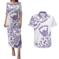 Aloha Hawaii Shaka Couples Matching Puletasi and Hawaiian Shirt Hang Loose Purple Version DT05 Purple - Polynesian Pride