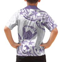 Aloha Hawaii Shaka Family Matching Off The Shoulder Long Sleeve Dress and Hawaiian Shirt Hang Loose Purple Version - Polynesian Pride