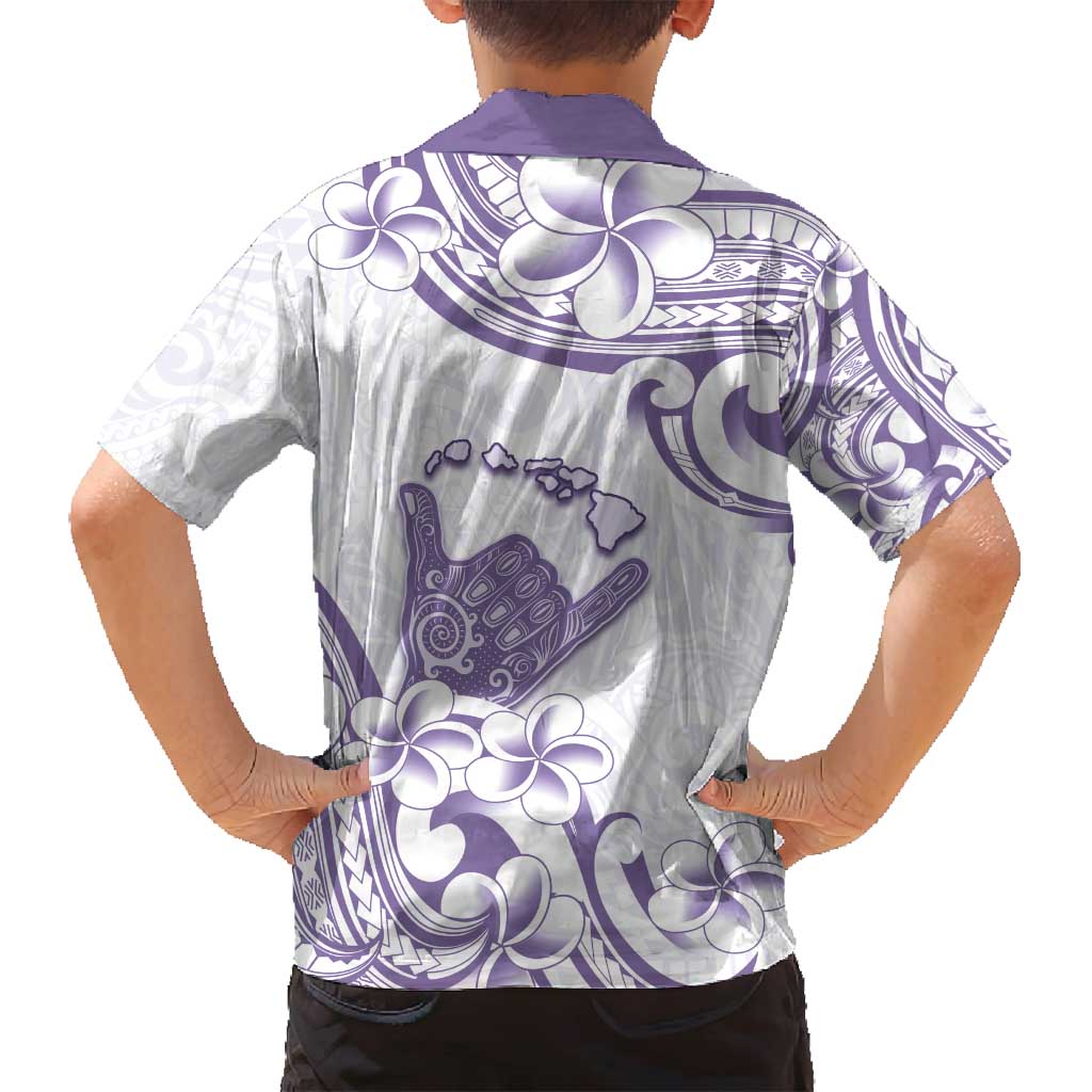Aloha Hawaii Shaka Family Matching Off Shoulder Maxi Dress and Hawaiian Shirt Hang Loose Purple Version - Polynesian Pride