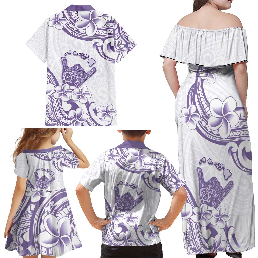 Aloha Hawaii Shaka Family Matching Off Shoulder Maxi Dress and Hawaiian Shirt Hang Loose Purple Version - Polynesian Pride