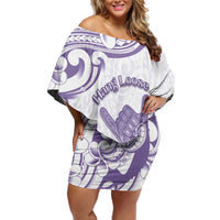 Aloha Hawaii Shaka Family Matching Off Shoulder Short Dress and Hawaiian Shirt Hang Loose Purple Version - Polynesian Pride