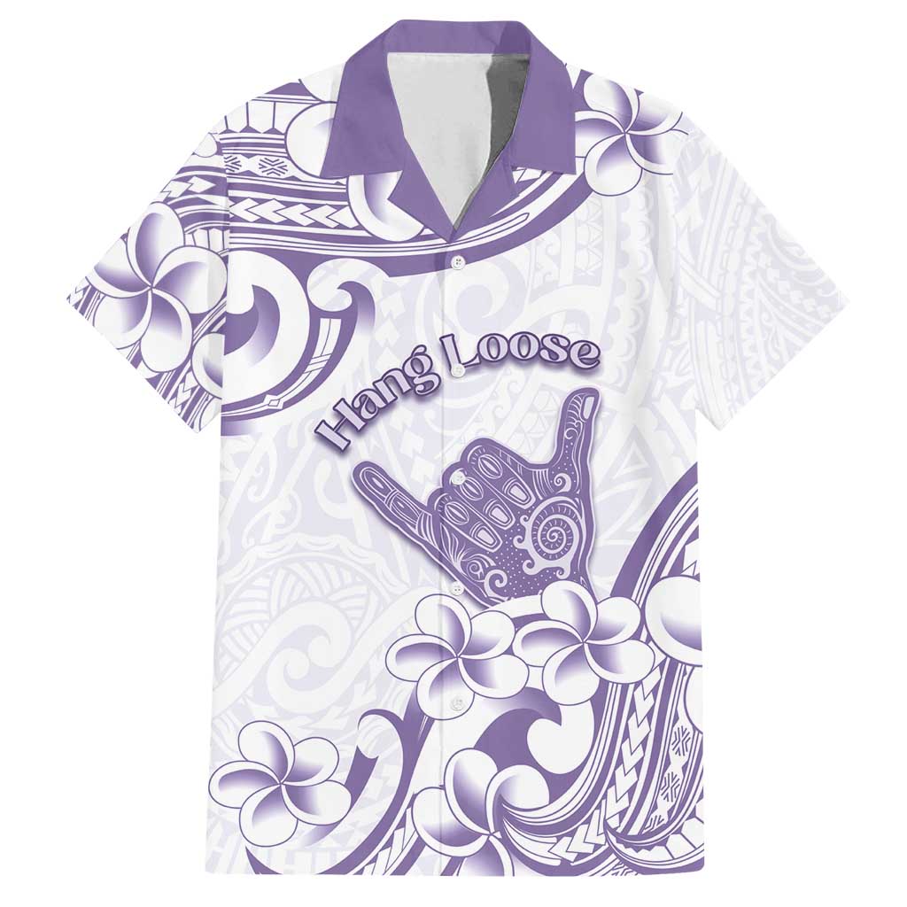 Aloha Hawaii Shaka Family Matching Puletasi and Hawaiian Shirt Hang Loose Purple Version DT05 Dad's Shirt - Short Sleeve Purple - Polynesian Pride