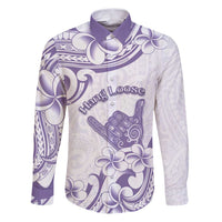 Aloha Hawaii Shaka Family Matching Puletasi and Hawaiian Shirt Hang Loose Purple Version DT05 Dad's Shirt - Long Sleeve Purple - Polynesian Pride