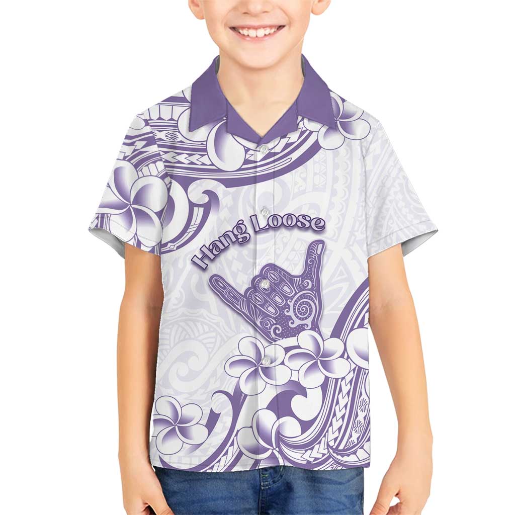 Aloha Hawaii Shaka Family Matching Puletasi and Hawaiian Shirt Hang Loose Purple Version DT05 Son's Shirt Purple - Polynesian Pride