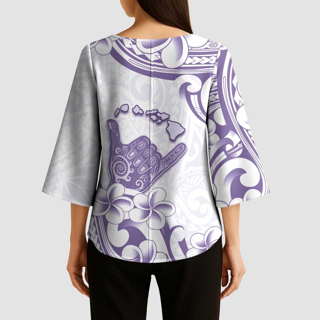Aloha Hawaii Shaka Kimono Sleeve Blouse Hang Loose Purple Version - Polynesian Pride