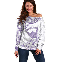 Aloha Hawaii Shaka Off Shoulder Sweater Hang Loose Purple Version - Polynesian Pride