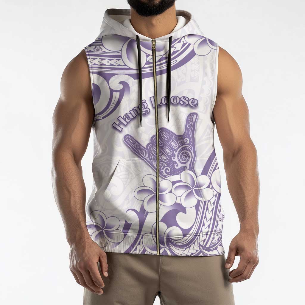Aloha Hawaii Shaka Sleeveless Zip Hoodie Hang Loose Purple Version - Polynesian Pride