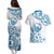 Aloha Hawaii Shaka Couples Matching Puletasi and Hawaiian Shirt Hang Loose Blue Version - Polynesian Pride