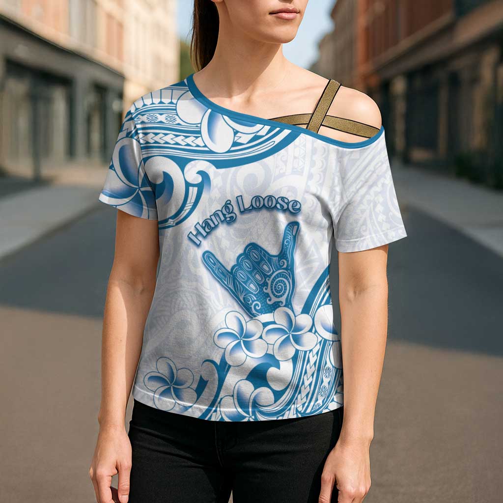 Aloha Hawaii Shaka Cross Shoulder Shirt Hang Loose Blue Version - Polynesian Pride