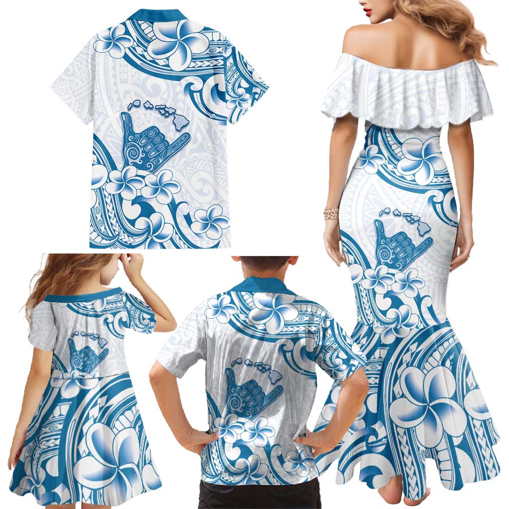 Aloha Hawaii Shaka Family Matching Mermaid Dress and Hawaiian Shirt Hang Loose Blue Version - Polynesian Pride