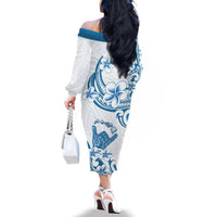 Aloha Hawaii Shaka Family Matching Off The Shoulder Long Sleeve Dress and Hawaiian Shirt Hang Loose Blue Version - Polynesian Pride