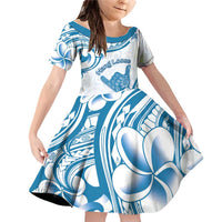 Aloha Hawaii Shaka Family Matching Off Shoulder Short Dress and Hawaiian Shirt Hang Loose Blue Version - Polynesian Pride