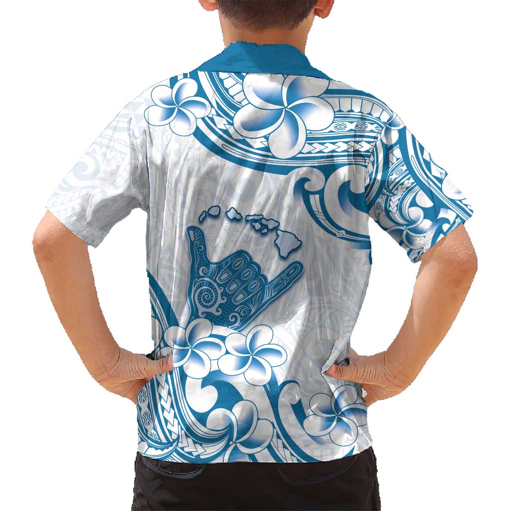 Aloha Hawaii Shaka Family Matching Puletasi and Hawaiian Shirt Hang Loose Blue Version DT05 - Polynesian Pride