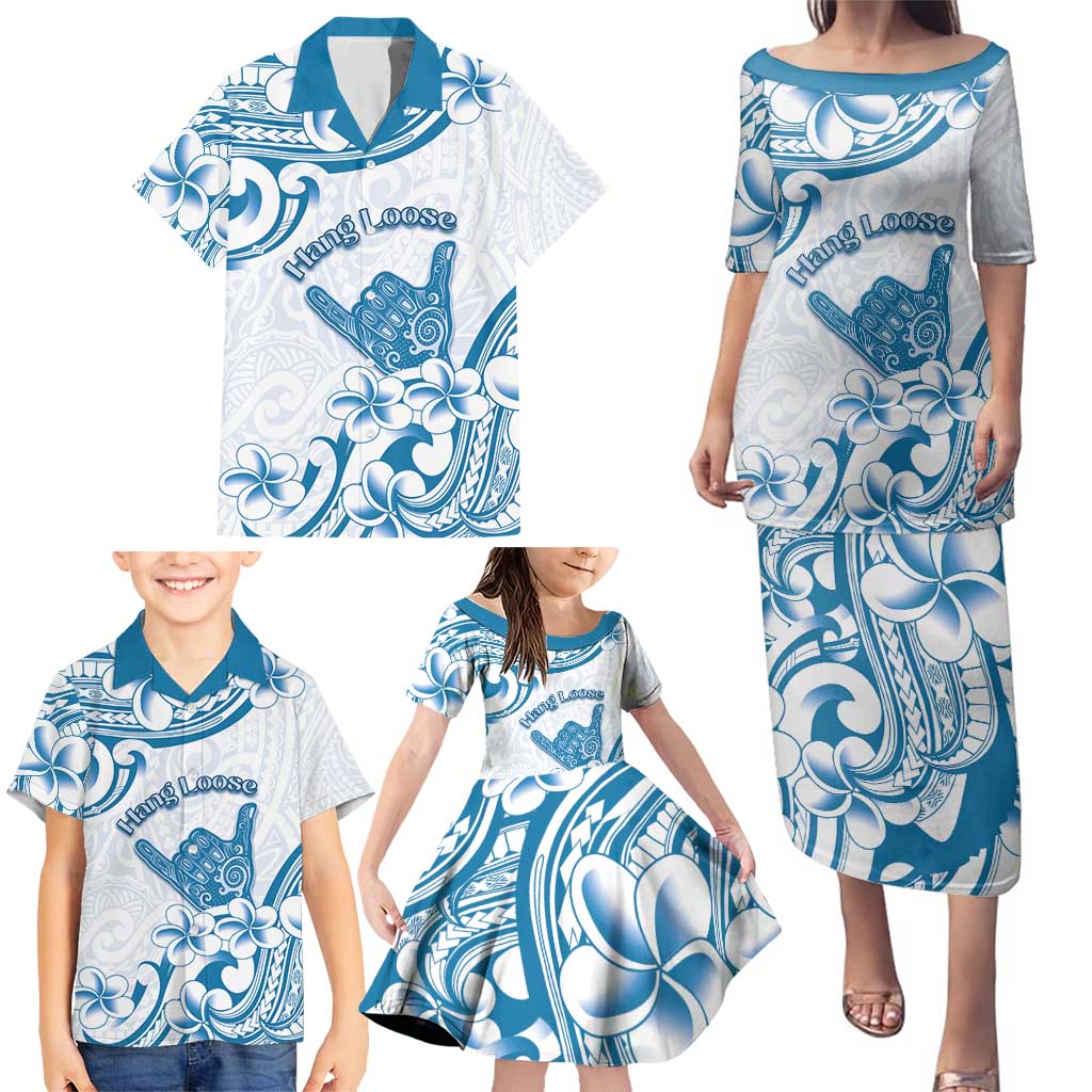 Aloha Hawaii Shaka Family Matching Puletasi and Hawaiian Shirt Hang Loose Blue Version DT05 - Polynesian Pride