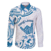 Aloha Hawaii Shaka Family Matching Puletasi and Hawaiian Shirt Hang Loose Blue Version DT05 Dad's Shirt - Long Sleeve Blue - Polynesian Pride