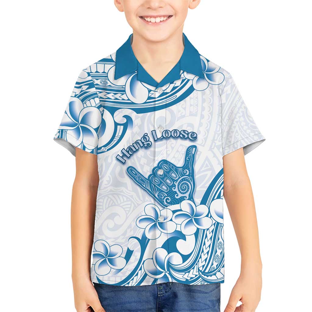 Aloha Hawaii Shaka Family Matching Puletasi and Hawaiian Shirt Hang Loose Blue Version DT05 Son's Shirt Blue - Polynesian Pride