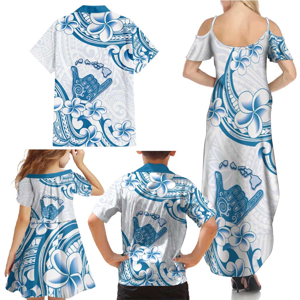 Aloha Hawaii Shaka Family Matching Summer Maxi Dress and Hawaiian Shirt Hang Loose Blue Version - Polynesian Pride