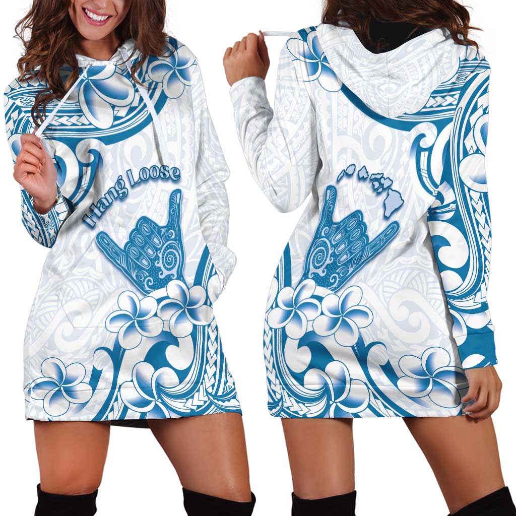 Aloha Hawaii Shaka Hoodie Dress Hang Loose Blue Version - Polynesian Pride