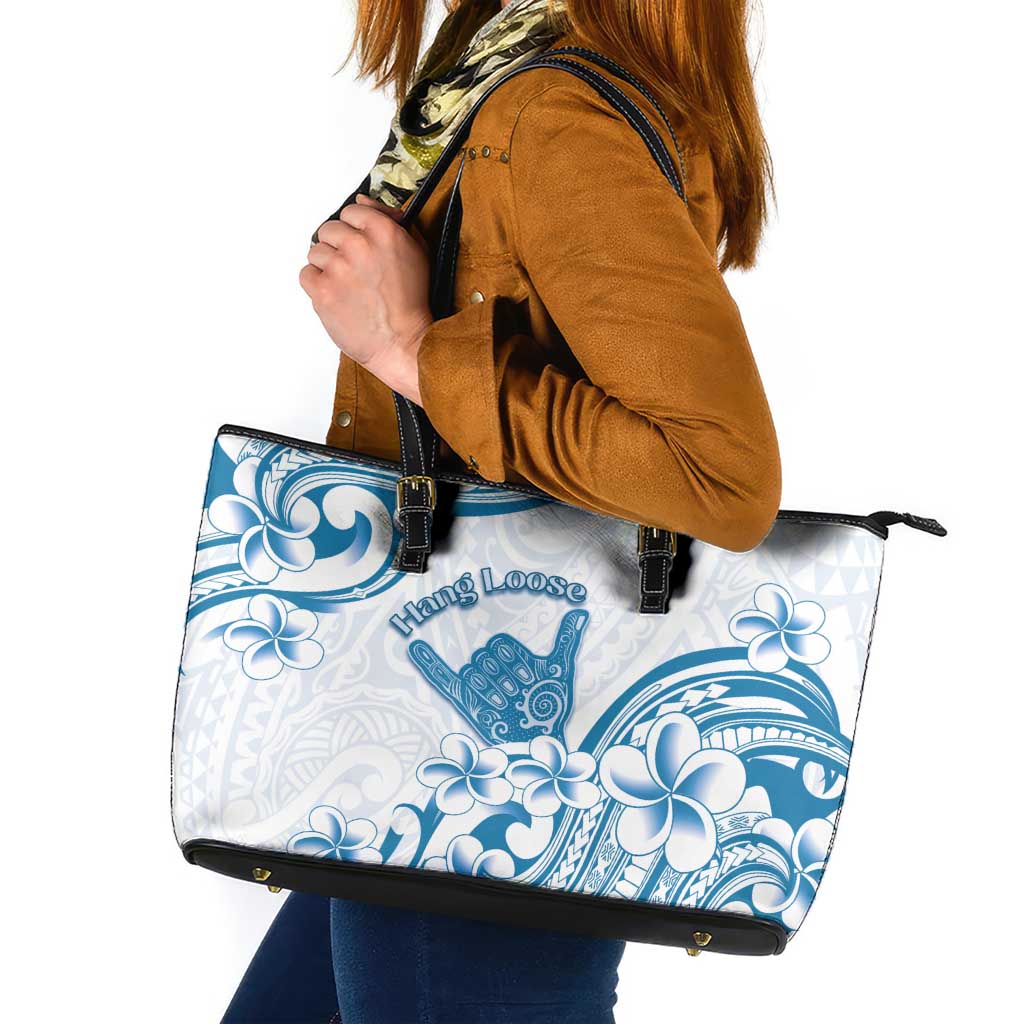 Aloha Hawaii Shaka Leather Tote Bag Hang Loose Blue Version - Polynesian Pride