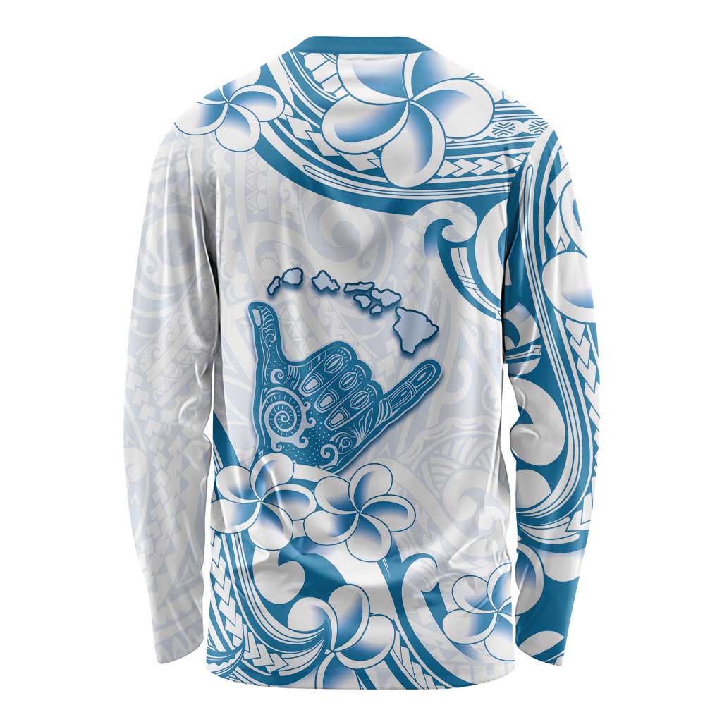 Aloha Hawaii Shaka Long Sleeve Shirt Hang Loose Blue Version - Polynesian Pride