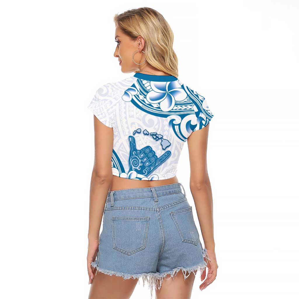 Aloha Hawaii Shaka Raglan Cropped T Shirt Hang Loose Blue Version - Polynesian Pride