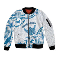 Aloha Hawaii Shaka Sleeve Zip Bomber Jacket Hang Loose Blue Version - Polynesian Pride