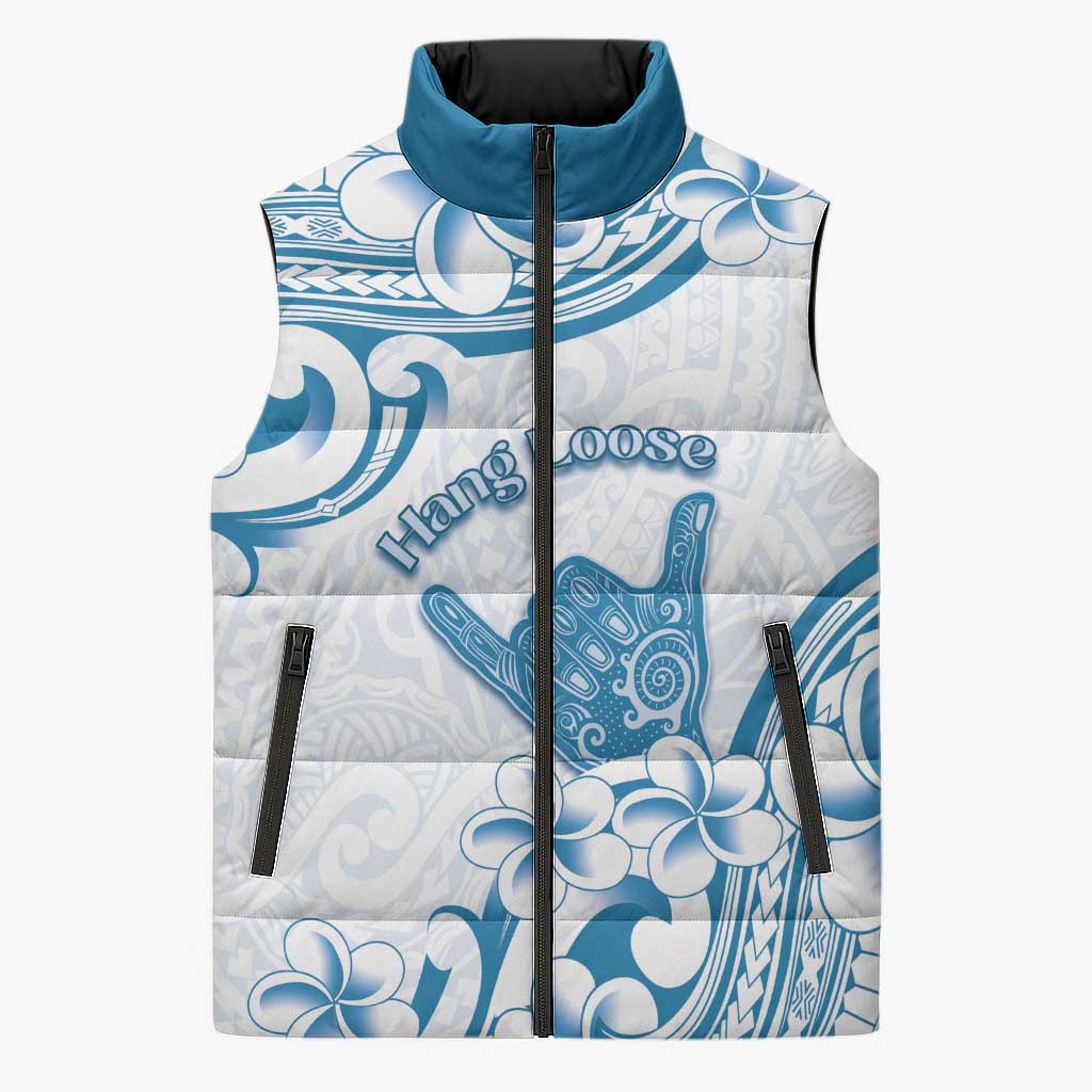Aloha Hawaii Shaka Sleeveless Puffer Jacket Hang Loose Blue Version DT05 Unisex Blue - Polynesian Pride