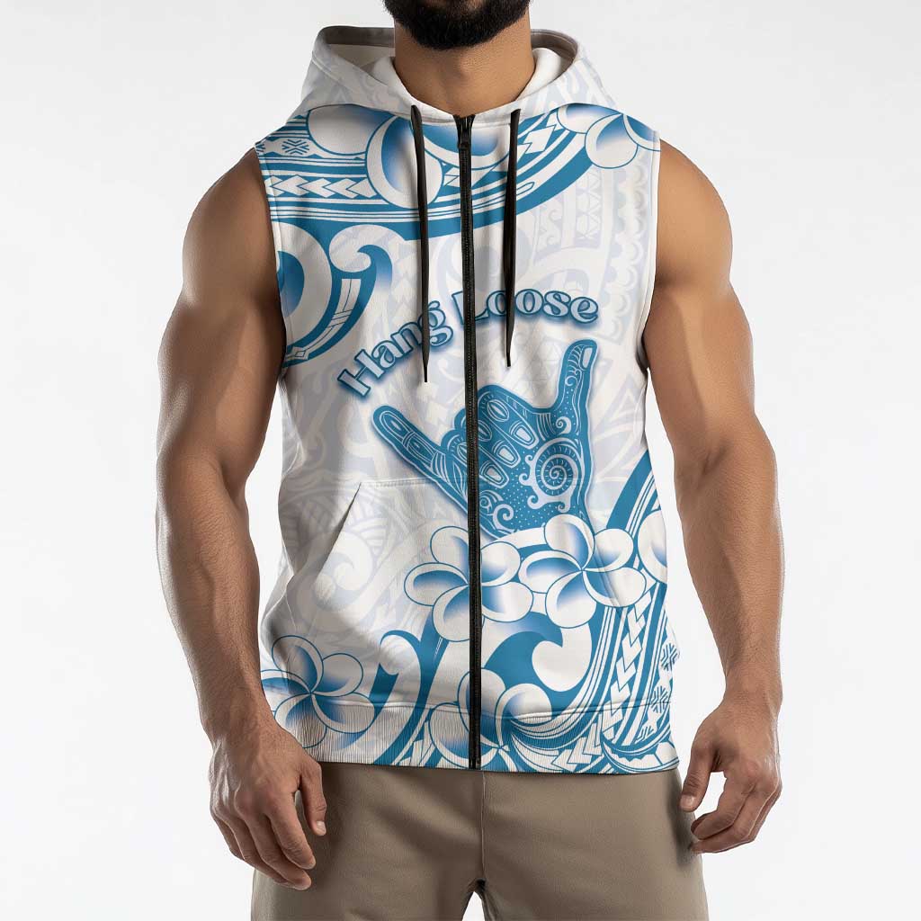 Aloha Hawaii Shaka Sleeveless Zip Hoodie Hang Loose Blue Version DT05 - Polynesian Pride